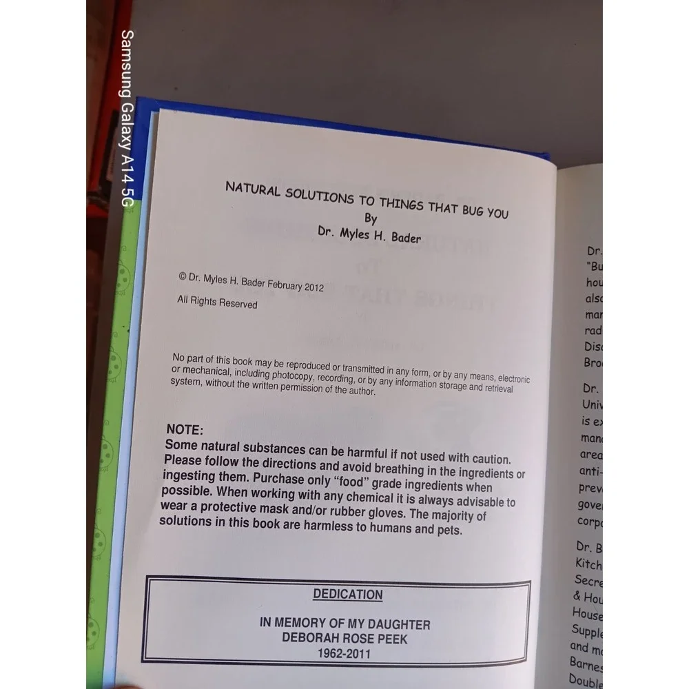 DR BADERS Pest Cures Natural Solutions Things That Bug You Hardcover 2012